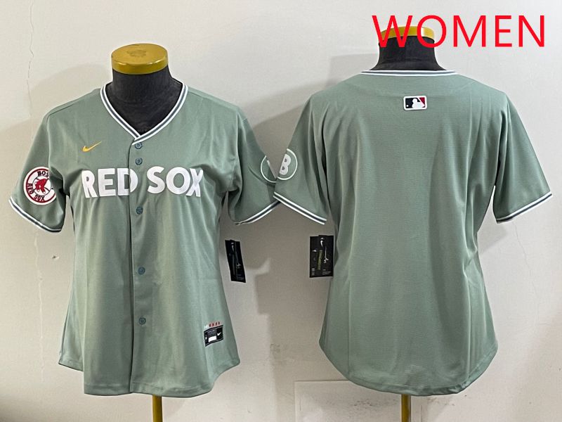 Women 2025 Boston Red Sox Blank Green Joint Name Nike MLB Jersey style 2
